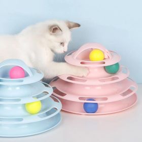 Qsezeny 4 Levels Pet Cat Toy Training Amusement Plate Kitten Tower Tracks Disc Cat Intelligence Amusement Triple Disc tumbler