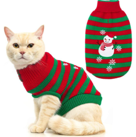 Dog Christmas Jumper Xmas Pet Sweater Clothes Striped Snowman Holiday Costume